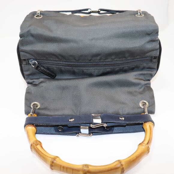 Gucci Black Nylon Bamboo Handle Tote Italy w/ Handle Shapers Included - Picture 3 of 8